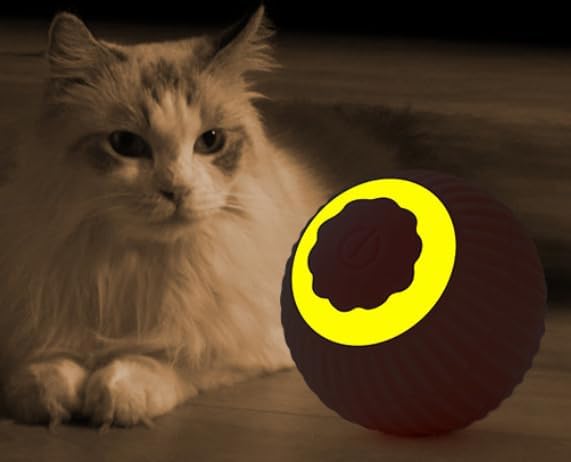 Smart Interactive Cat Toy Ball, Automatic Moving Cat Ball with Obstacle Avoidance, LED Light, Silicone Self-Rolling Cat Toy for Indoor Cats, Stimulate Hunting Instinct, Relieve Boredom (Pink)