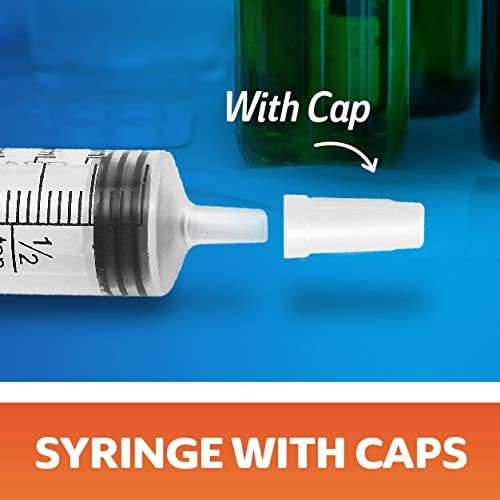 10ml Oral Syringe With Cap (100 Pack) | Oral Dispenser Without Needle, Luer Slip Tip | Individually Wrapped Medicine Dropper For Infants & Pets