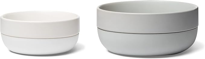 Waggo Ceramic Cling Dog Bowl with Rubber Bottom for Small and Large Breeds - Heavyweight Bowl with Anti-Skid Non Slip Rubber Bottom, Dishwasher Safe (Large, White)
