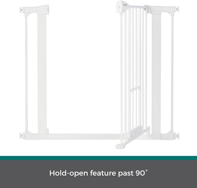 MYPET EasyPass Wide Walk Thru Pet Gate for Dogs and Cats: 29.75-37.5" Wide with Adjustable Pass-Thru Pet Door, Pressure Mounted, No Tools Needed, 30" Tall, White Metal