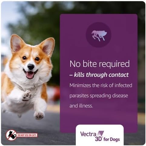 Vectra 3D Flea and Tick Prevention for Dogs, Kills and Repels Fleas, Ticks & Mosquitoes | Fast‑Acting, Waterproof, No Prescription Needed | Small Dogs 11-20 lbs, 3‑Month Supply