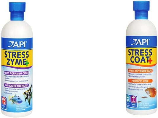 API Stress Zyme and Stress Coat Aquarium Cleaning and Water Conditioning Solutions
