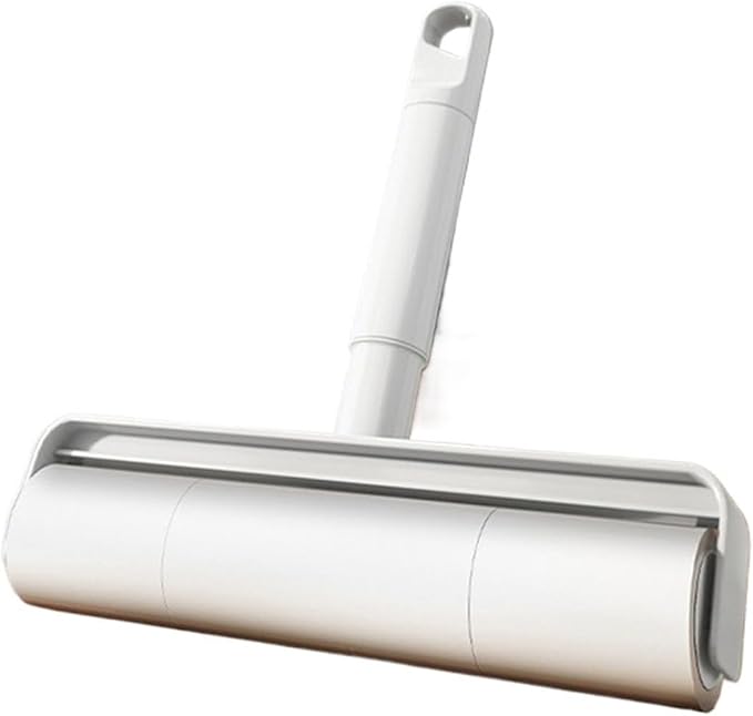 Long Handle Lint Roller Brush Pet Hair Remover Retractable Dust Stick Tearable Clothes Bed Removal(18cm Clip roll Paper)