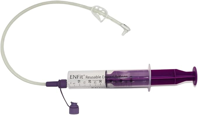 Envue ENFit Enteral Feeding Syringe 60mL, O Ring Syringes for Feeding and 60 ml Syringe for Feeding Tube Use, Reusable 60cc Syringe for NG Tube, 10 Pack, Purple