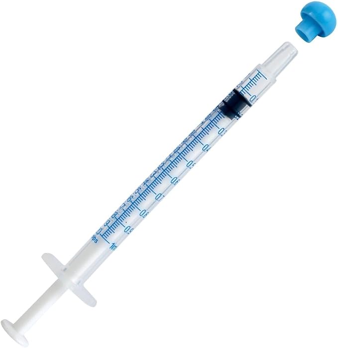 ONE-CARE 1ml Oral Syringe with Cap - Sterile, Individually Wrapped - 100 Dispensers, Slip Tip, Uses include oral administration of medicine for infants, adults and animals