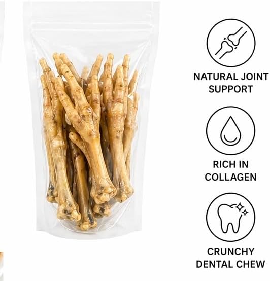 Chicken Feet Dog Chews (Dehydrated) for Dogs 12 Count | Natural Joint Support Treats | Single Ingredient, Crunchy Dental Chew
