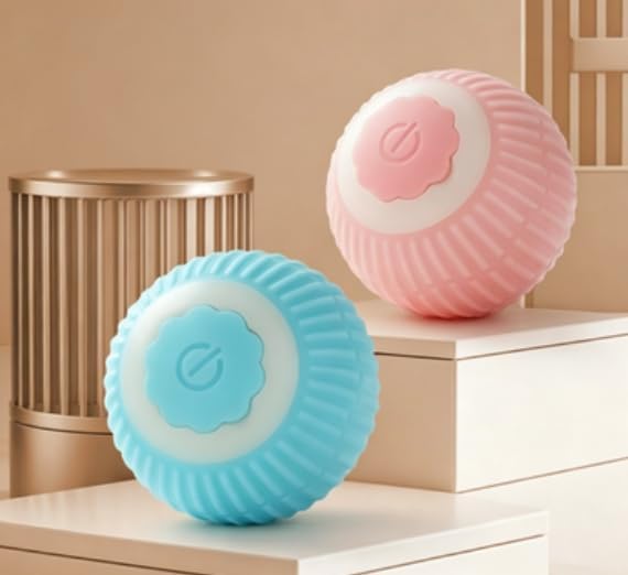 Smart Interactive Cat Toy Ball, Automatic Moving Cat Ball with Obstacle Avoidance, LED Light, Silicone Self-Rolling Cat Toy for Indoor Cats, Stimulate Hunting Instinct, Relieve Boredom (Blue)