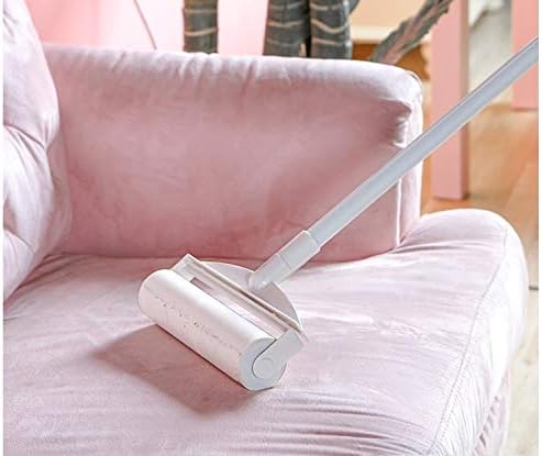 Long Handle Tear-Off Sticky Paper Roller Floor Portable Retractable Brush for Hair Cloth Furniture Dog Wool Sheet(Replacement core-1pc)