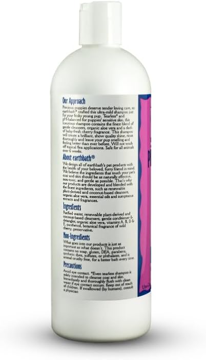 earthbath, Ultra-Mild Wild Cherry Puppy Shampoo - Extra Gentle & Tearless Dog Shampoo, Made in USA, Deodorizing Dog Wash, Cruelty Free Puppy Supplies, Shampoo for Smelly Dogs - 16 Oz (2 Pack)