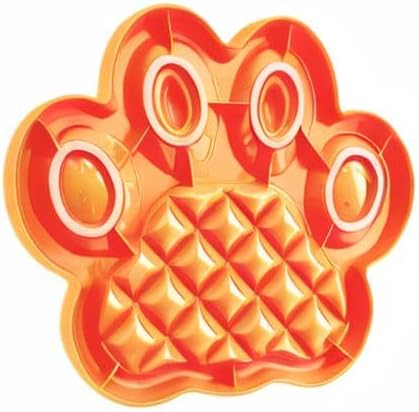PetDreamHouse PAW 2-in-1 Slow Feeder Interactive Bowl and Removable Lick Mat Pad for Dogs, Puppies or Cats Plate Food Treats Controls Fast Eating Anti Bloating - Orange