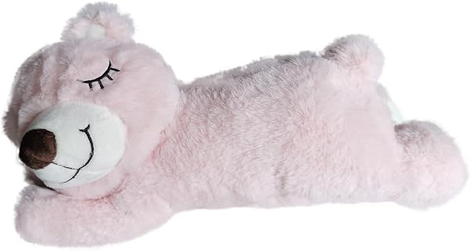 HonourHope Dog Heartbeat Toy for Anxiety Relief, Soft Plush Toy Calming Puppy Behavioral Training Aid Pet Companion Pillow for Puppy Dog Cat Kitty Pets - Bear Pink