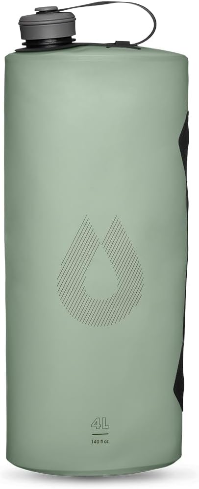 HydraPak Seeker - Collapsible Camping Water Storage (4L) - BPA & PVC Free, Hydration Reservoir Bag, Leak Proof - Sutro Green