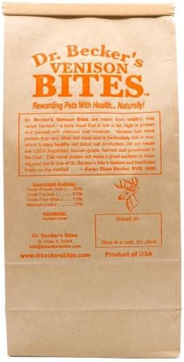 Dr. Becker's Venison Bites | 100% Pure Meat Protein | Grain Free Liver Training Treats for Dogs & Cats, 5 oz (Pack of 3)