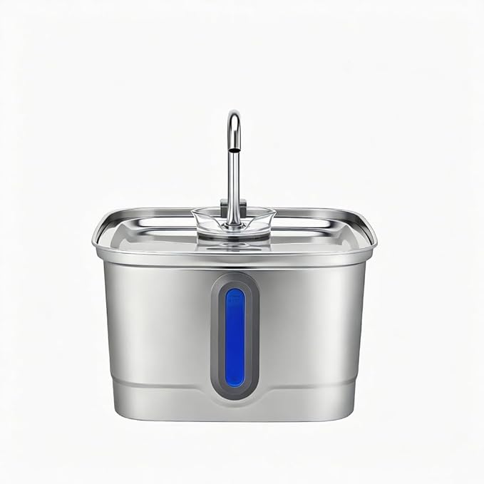 3L Stainless Steel Cat Water Fountain, 101oz Automatic Pet Water Fountain with 2 Replacement Filters, Quiet Cat Water Dispenser for Cats, Indoor Pets