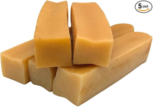 Yeti Dog Chew - Yak Cheese Himalayan - Healthy Long Lasting - Yak Chews for Large, Medium and Small Dogs - Yak Bones for Dogs - Natural Yak Cheese - Large 1lb (5 Pieces)