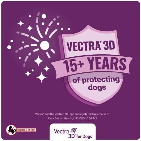 Vectra 3D Flea and Tick Prevention for Dogs, Kills and Repels Fleas, Ticks & Mosquitoes | Fast‑Acting, Waterproof, No Prescription Needed | Small Dogs 11-20 lbs, 3‑Month Supply