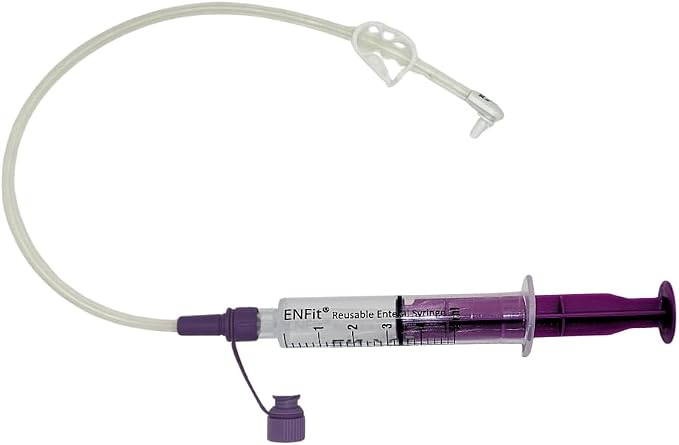 Envue ENFit 5mL Reusable O-Ring bFed Syringe for Tube Feeding, 25-Pack, Purple Plunger