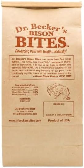 Dr. Becker's Bison Bites | 100% Pure Meat Protein | Grain Free Liver Training Treats for Dogs & Cats, 5 oz (Pack of 3)