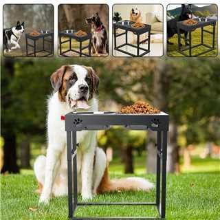 Raised Dog Bowl for Large Dogs,Elevated Dog Bowls Steel Dog Bowls for Food & Water (DB01H-BLACK, 20inch 1.5L)