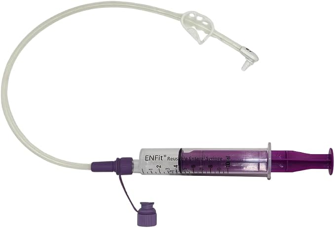 Envue ENFit 10mL Reusable O-Ring bFed Syringe for Tube Feeding, 25-Pack, Purple Plunger