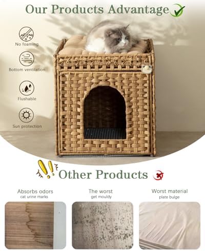 SETVSON Cat Litter Box Enclosure Furniture, Hidden Litter Box with Mat and Fence, Cat Litter Mat, Small Double Layer Cat Mat for Litter Box, Honeycomb Trapping pad Waterproof Urine Proof, Easy Clean