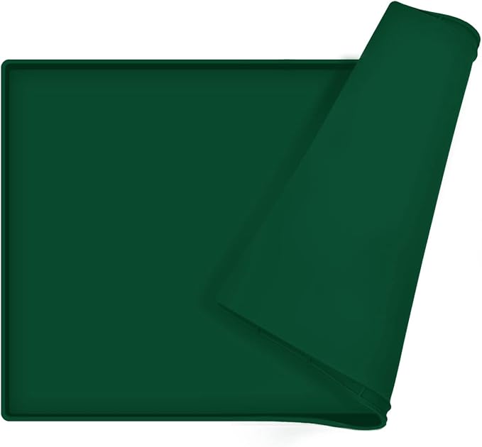 Dog Food Mat,Silicone Waterproof Food Tray,Non Slip Pet Bowl Mats Placemat,0.8" Raised Edge,Suitable for Most Small and Medium Sized Pets,28" x 18"