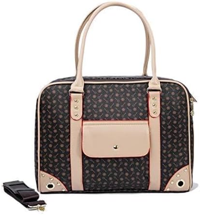 Pet Carrier Tote Around Town Pet Carrier Portable Dog Handbag Dog Purse for Outdoor Travel Walking Hiking, Brown, 14.17''*11''*6.3''