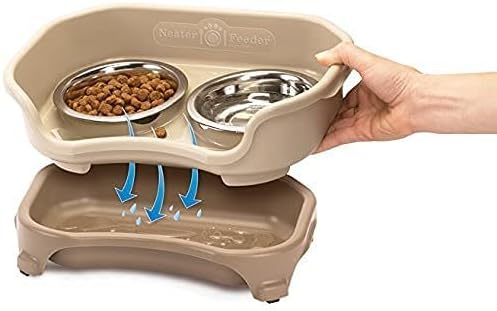 Neater Pets Neater Feeder Express Mess-Proof Food & Water Bowls with Neater Mat Waterproof Silicone Mat - Protect Floors from Food & Water