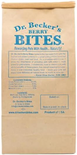 Dr. Becker's Berry Bites | Made from Acai Berry, Bilberry, Pomegranate, Blueberry | Grain Free Antioxidant Liver Training Treats for Dogs & Cats, 5 oz (Pack of 3)