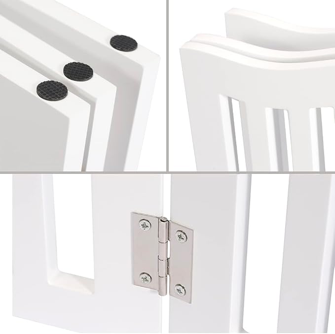 Pet Gate, Wooden Free Standing Dog Gate for Small Dogs and Cats. Great Folding Fence for Doorways, Halls, Stairs. White