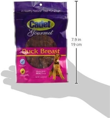 Cadet Gourmet Duck Jerky Dog Treats For Training - Healthy & Natural Dog Training Treats for Small & Large Breeds - Inspected & Tested in USA (3 oz.)
