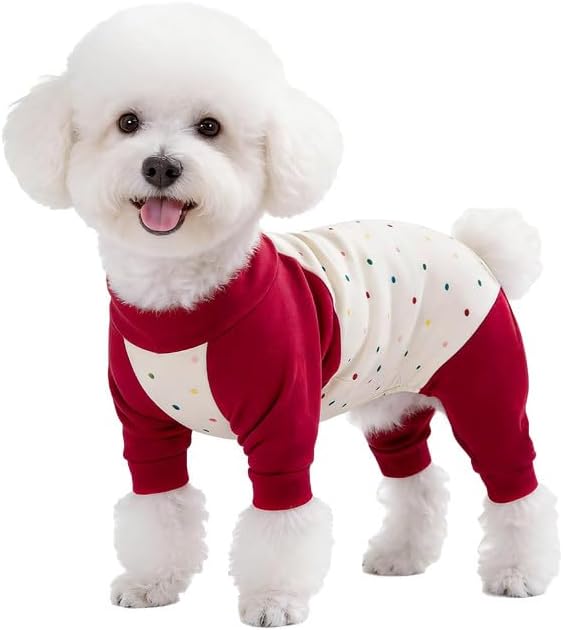 Dog Recovery Suit After Spay-Prevents Lick & Shed (Red,XS) | Soft, Breathable cotton onesie protects abdominal surgical areas by preventing licking,scratching,and shedding