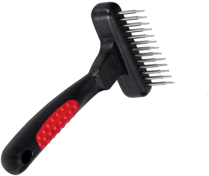 PUREPET Pro Dog Grooming Undercoat Deshedding Pin Rake Combs Fur and Coat Control (4.5" Magic Spring Rake)