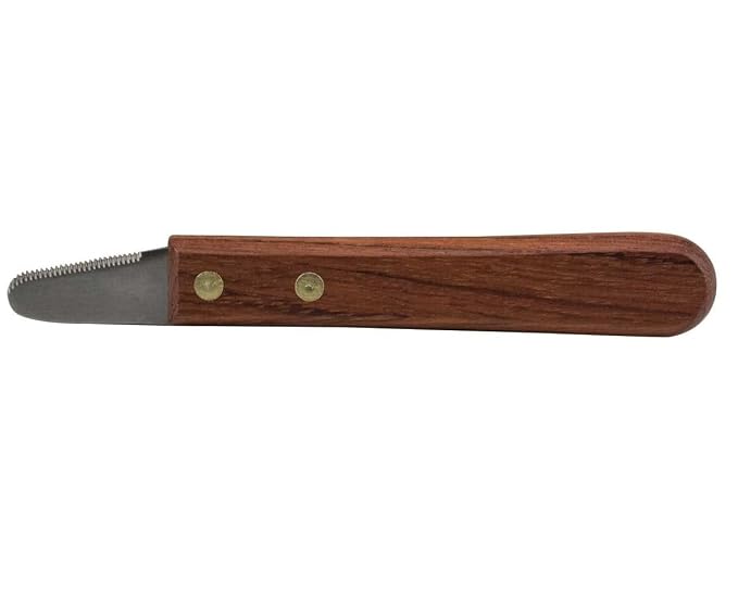 Dog and Cat Grooming Pro Coat and Fur Stripping Knives Rosewood Handle Carding Trimming Stripper (Full Set - All 4 Knives)