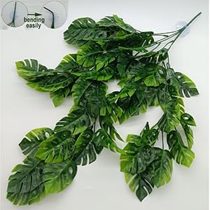 Reptile Plants for Bearded Dragon Tank Accessories, Terrarium Plant Artificial Decor for Snake Cage, Fake Plant for Leopard Gecko Habitat, Lizard Chameleon Ball Pythons (Group GN)