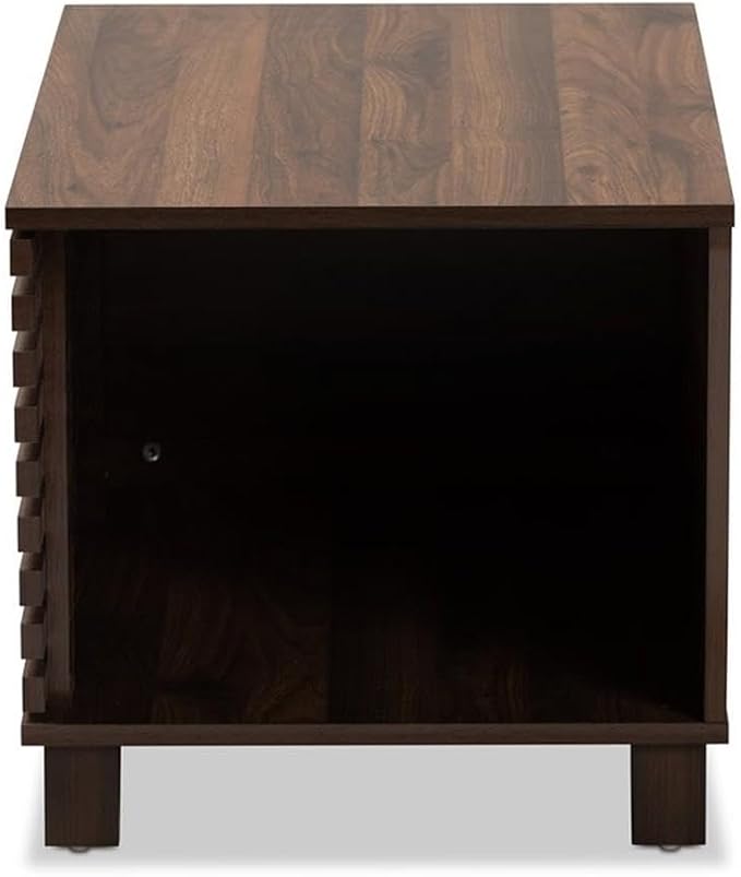 Baxton Studio Eckhart Modern and Contemporary Walnut Brown Finished Wood Cat Litter Box Cover House