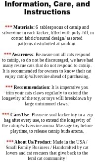 Cat kicker toy 15" set of 2, Catnip toys, silver vine toys, Cat kicker Sticks, Kitty sticks, toys for Indoor Cats, cat birthday gifts, Christmas gifts for cats, cat gift under 20, Made in USA