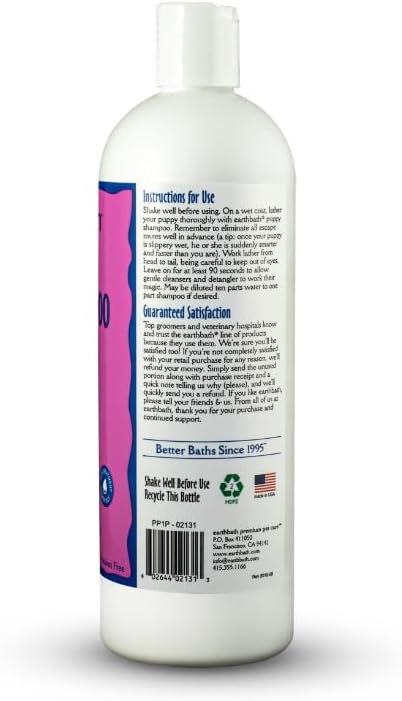 earthbath, Ultra-Mild Wild Cherry Puppy Shampoo - Extra Gentle & Tearless Dog Shampoo, Made in USA, Deodorizing Dog Wash, Cruelty Free Puppy Supplies, Shampoo for Smelly Dogs - 16 Oz (2 Pack)