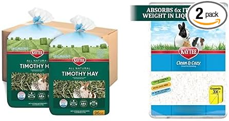 Kaytee All Natural Timothy Hay, 12 lb Clean & Cozy White Bedding, 49.2 Liter Bundle