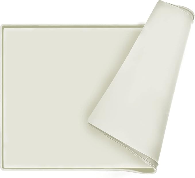 Dog Food Mat,Silicone Waterproof Food Tray,Non Slip Pet Bowl Mats Placemat,0.6" Raised Edge,Suitable for Most Small and Medium Sized Pets,18.5" x 11.5"