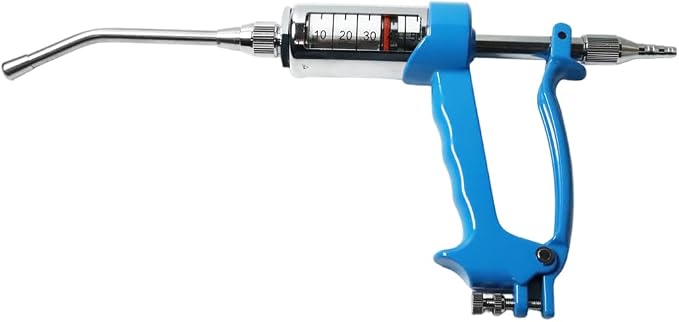 50ml Adjustable Veterinary Metal Liquid Feeding Dispenser, Continuous Dosing Applicator for Sheep, Cow, Pig, Horse | Heavy-Duty Reusable Livestock Supplementation Tool