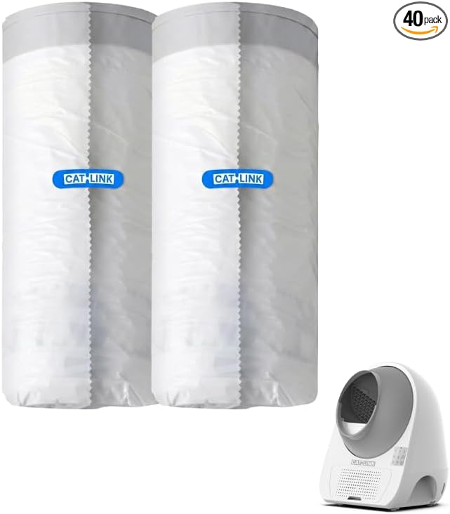 40 Pack CATLINK Trash Bags, for Automatic Cat Litter Box for Scooper Young & Luxury PRO & Ultra Not Suitable for Scooper SE & SE LITE