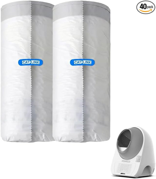 40 Pack CATLINK Trash Bags, for Automatic Cat Litter Box for Scooper Young & Luxury PRO & Ultra Not Suitable for Scooper SE & SE LITE