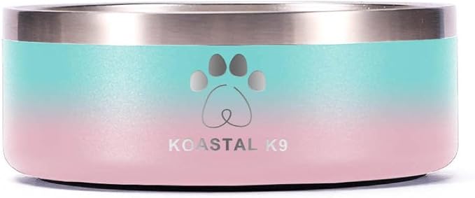 Stainless Steel Dog Bowl for pets, Small Medium Dogs Cats with Non-Slip Bottom and Raised Bowl for Easy Drinking, 32oz Cotton Candy