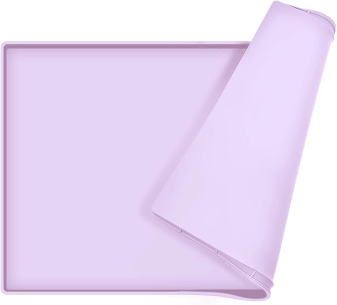 Dog Food Mat,Silicone Waterproof Food Tray,Non Slip Pet Bowl Mats Placemat,0.8" Raised Edge,Suitable for Most Small and Medium Sized Pets,28" x 18"