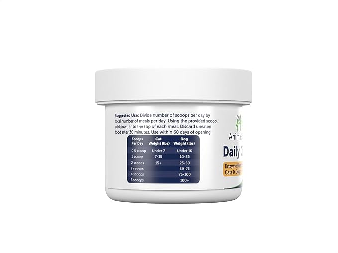 Animal Biome Digestive Enzyme Powder for Dogs & Cats 30g (40 Scoops), Daily Digest Supplement for Dogs, S. Boulardii, & Slippery Elm, Supports Healthy Digestion & Nutrient Breakdown, Daily Food Topper