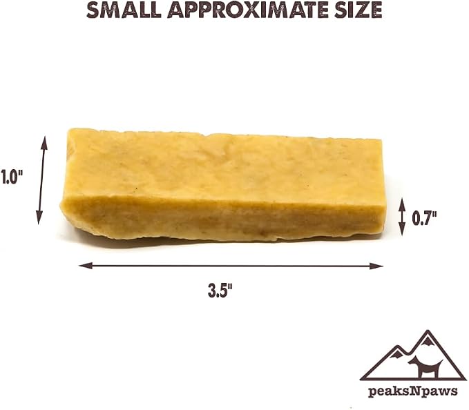 peaksNpaws Himalayan Yak Chews, High Protein Cheese Sticks, Lactose Free, Natural, Long Lasting Dog Treat for Aggressive Chewers Under 15 lbs, 4 Small Treat Sticks, 100% Eco-Friendly Packaging