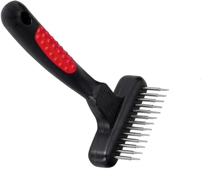 PUREPET Pro Dog Grooming Undercoat Deshedding Pin Rake Combs Fur and Coat Control (4.5" Magic Spring Rake)