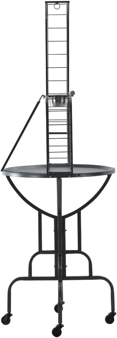 Large Elegant and Durable Parrot Bird Play Gym Ground Wrought Iron Rolling Stand Removable Metal Tray With Climbing Metal Ladder Toy Hook
