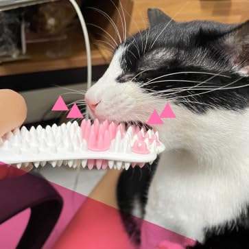 Cat Dental Brushing Toy - Dual Action Grooming and Teeth Cleaning, Professional Playful Tooth Brushing Tool with Catnip Flavor Suitable for All Cats Helps Maintain Oral Health (White).